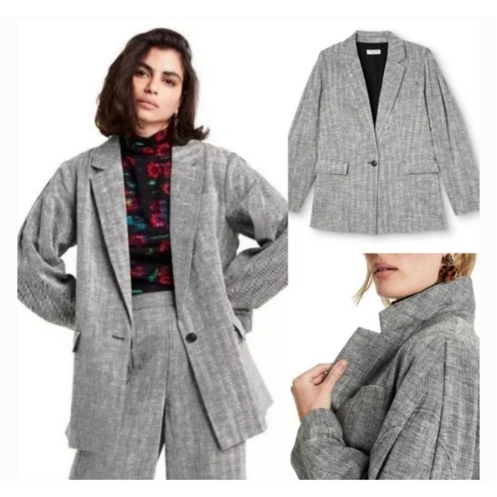 NWT Rachel Comey X Target Linen Chevron Light Grey Oversized Tweed Jacket Size X